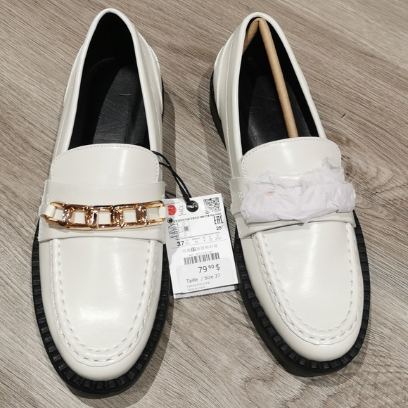 Zara  flat white Low heel chain loafers - Picture 8 of 14